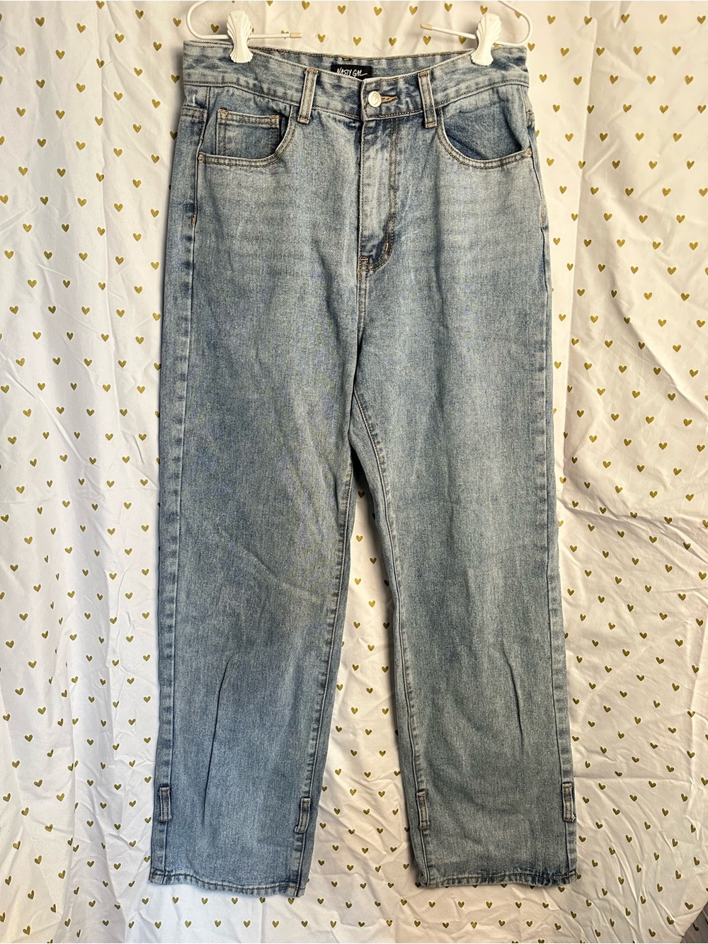 Nasty Gal light blue Denim 80’s style high waisted woman’s Jeans. UK 12 US 8
